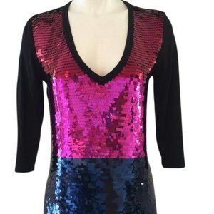 Emporio Armani Sequined Black Stretch Jersey Top